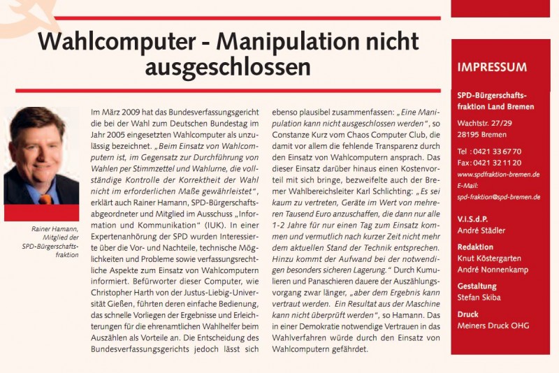 Wahlcomputer - Manipulation nicht ausgeschlossen